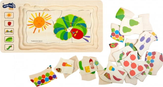 Kleine Voet Houten Inlegpuzzel Hongerige Rups