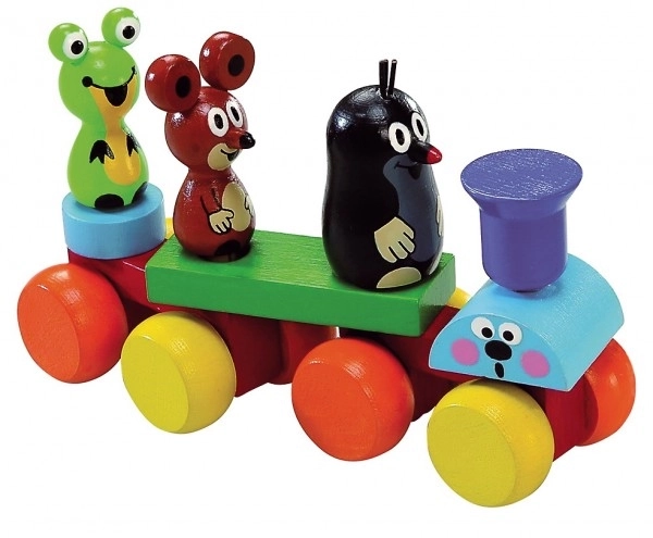 Trein Krtek hout 15cm in doosje