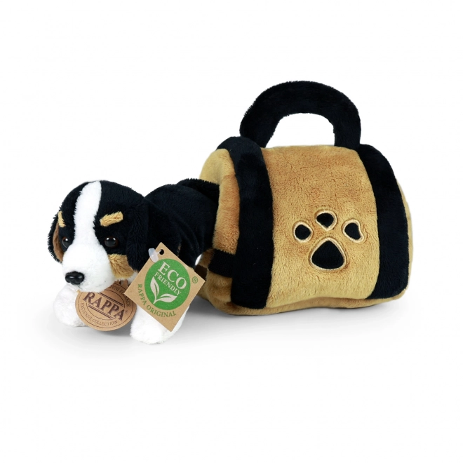 Pluchen hond Berner Sennen in eco-vriendelijke draagtas 15 cm