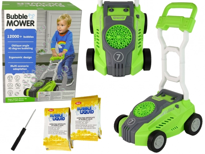 Groene kinder-bubbelmaaier