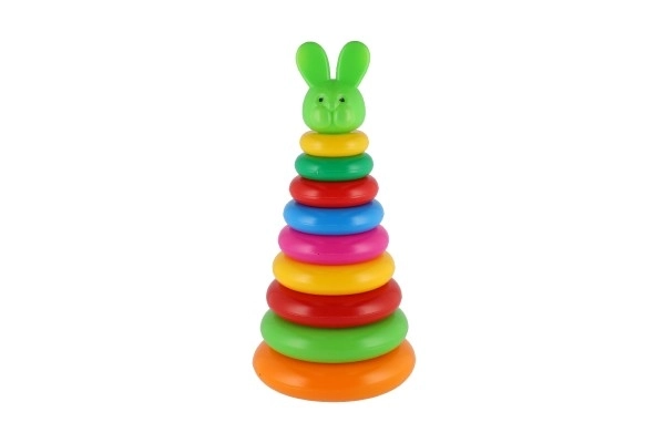 Stapelspel piramide met plastic ringen 28cm ass. 2 soorten in net 12m+