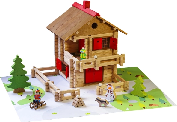 JEUJURA houten bouwset – grote Alpenchalet, 215 stukken
