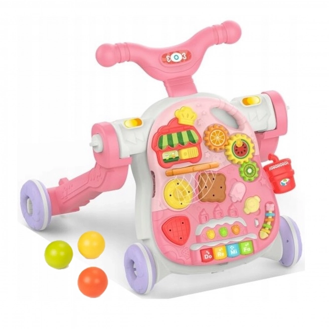Multifunctionele loopwagen 5-in-1 roze voor kinderen