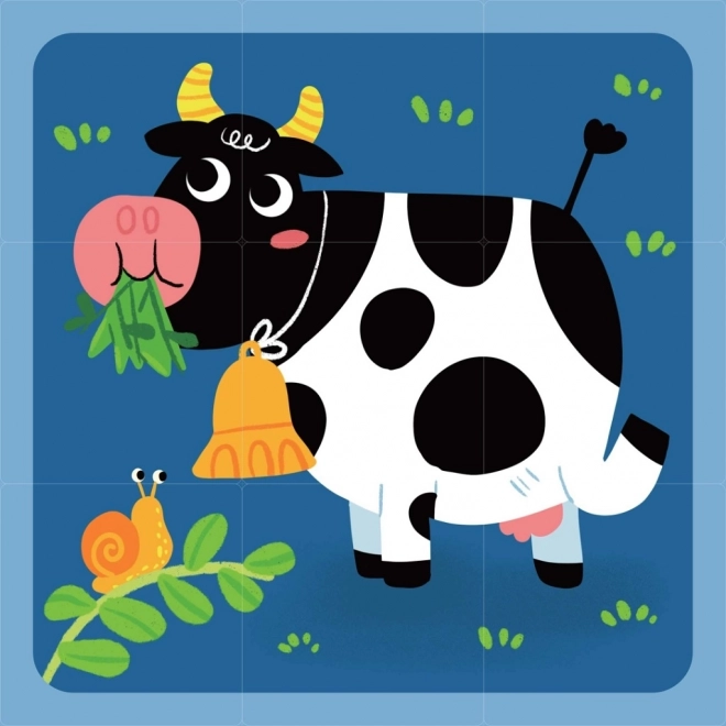 Negen houten blokken boerderij