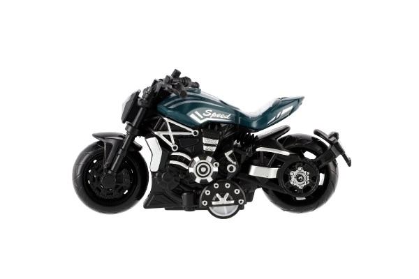 Motorfiets metaal/kunststof 10cm op terugtrekmechanisme mix kleuren