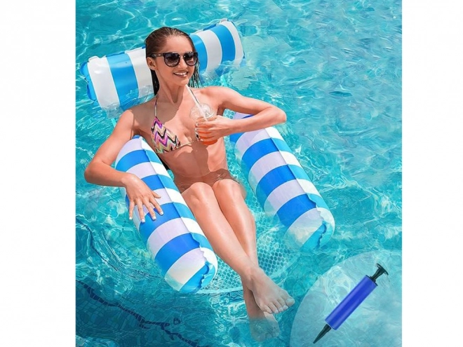 Comfortabel opblaasbaar ligbed voor in het water met hoofdsteun en armleuning