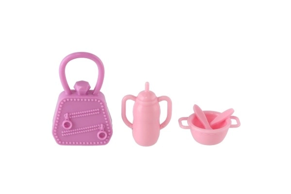 Pop Anlily 30cm met meisje en kinderwagen + accessoires plastic in doos 20x32x7cm