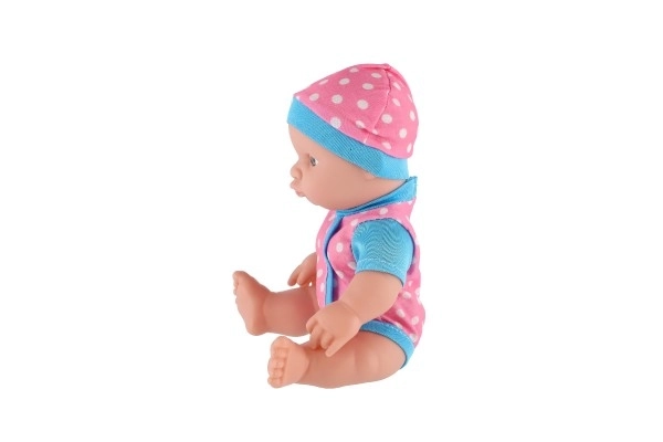 Baby/pop hard lichaam plastic 25 cm op batterijen met geluid 3 soorten in plastic tasje 13x28x7cm