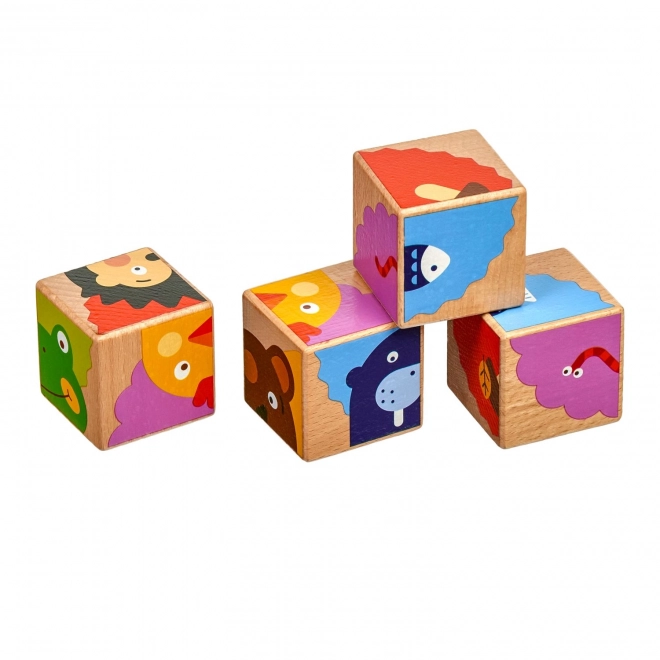 Lucy & Leo Co dieren eten - 4 houten puzzelblokken