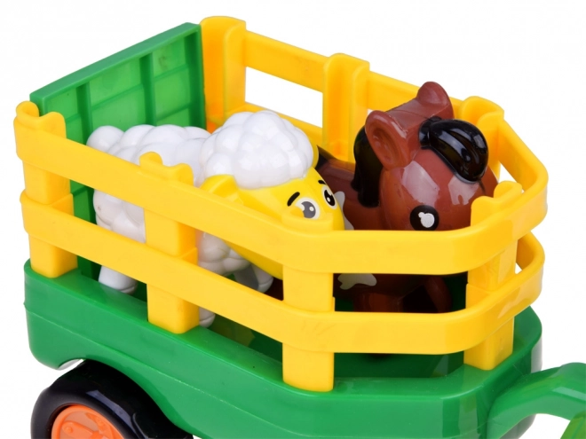 Boerentractor met aanhanger en dieren geluid + licht ZA5390