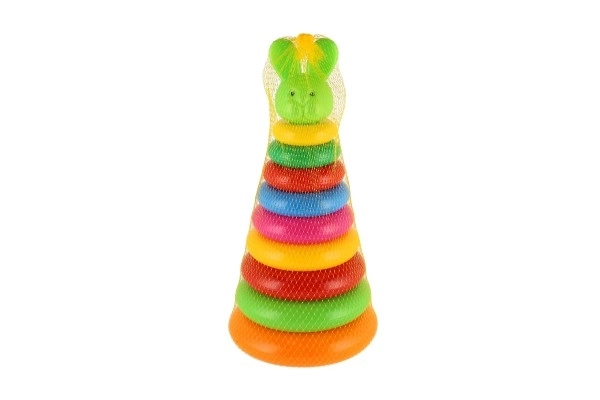 Stapelspel piramide met plastic ringen 28cm ass. 2 soorten in net 12m+