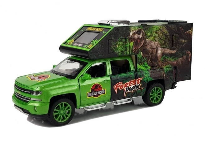 Kampeerauto met dinosaurussen groen