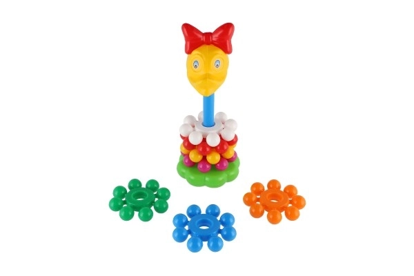 Stapelbare piramide met ringen van plastic 26cm in net 12m+