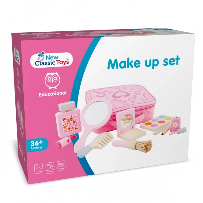 Houten make-up set in een koffertje