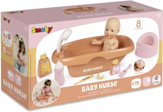 Badkuip voor poppen Baby Nurse met accessoires