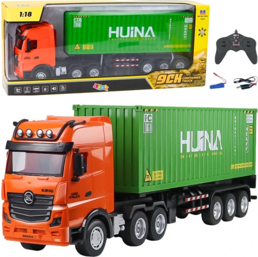 RC vrachtwagen met container 1:18 groen HUINA