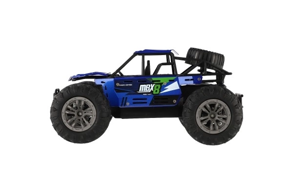 Auto RC buggy terrein blauw 22cm plastic 2,4GHz op batterijen + oplaadpakket in doos 32x16x18cm