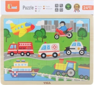 Houten puzzel vervoer 24 stukjes