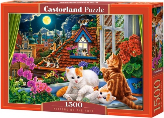 Puzzel 1500 stukjes Katjes op het dak