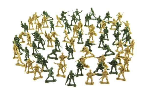 Set soldaten 150g 2 kleuren plastic CZ ontwerp op kaart 18x19,5cm