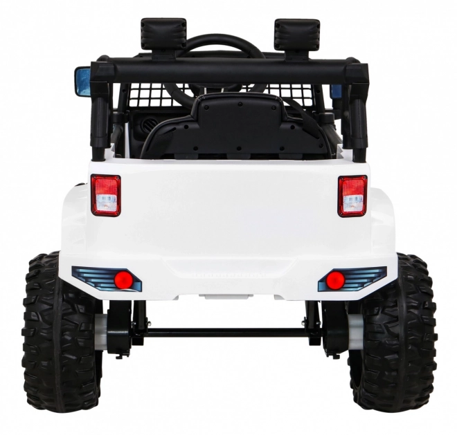 Accu-aangedreven Jeep Dark Night voor kinderen + langzame start + EVA + LED audio – Wit