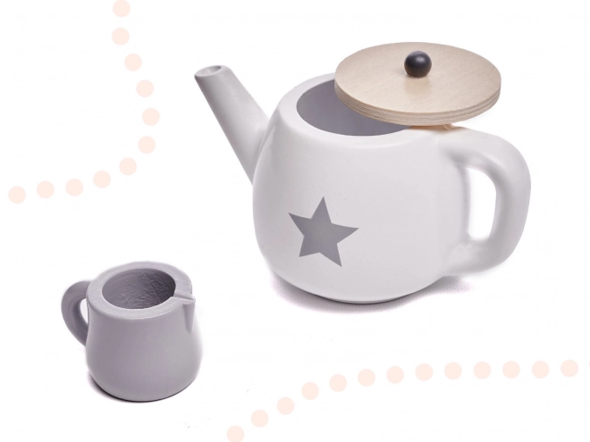 Houten theeset voor kinderen met servies