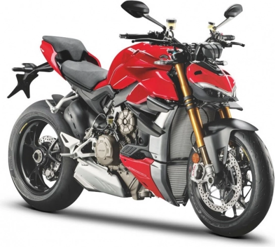 Model Ducati Super Naked V4 met voetstuk