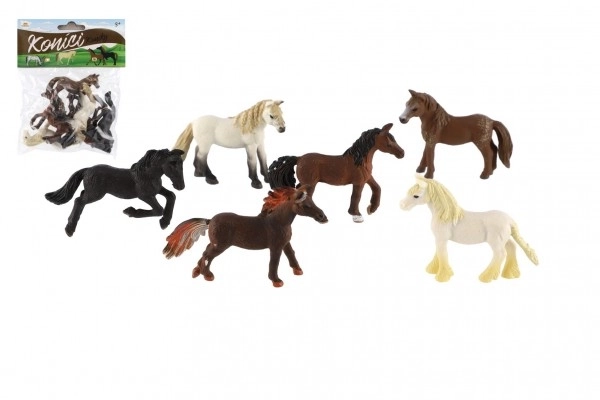 Set van kleine plastic paardjes 6 stuks