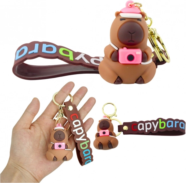 Sleutelhanger Capibara met camera en muts