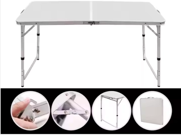 Opvouwbare kampeerset met tafel en 4 grijze stoelen