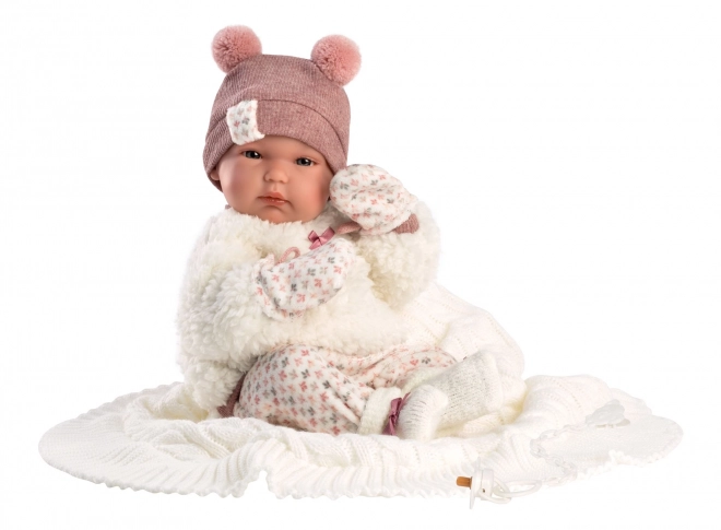 Llorens 63576 NEW BORN MEISJE - realistische baby pop met volledig vinyl lichaam - 35 cm