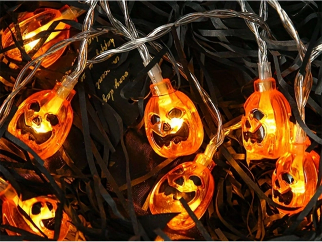Hangende LED pompoen guirlande voor Halloween