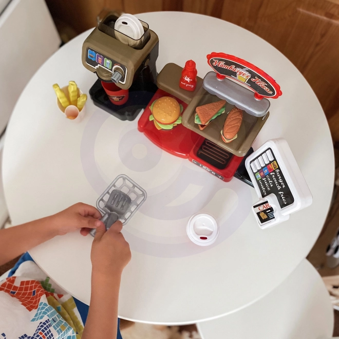Speelgoed fastfood XXL WOOPIE met kassa en drankdispenser