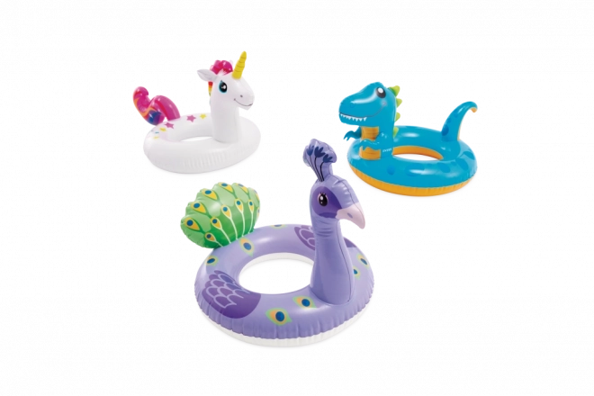 opblaasbare kinderzwemring dierenvorm 86 × 58 cm (lama, eenhoorn, dinosaurus)