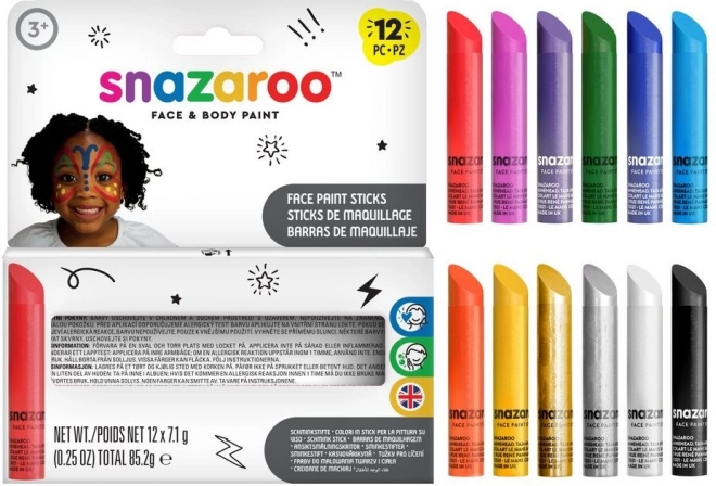 SNAZAROO Gezichtsverf Set, 12 Potloden