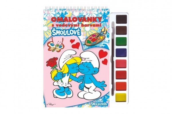 Kleurboek Smurfen met waterverf en penseel