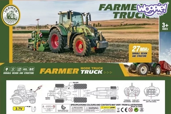 Tractor met aanhanger op afstandsbediening 1:24