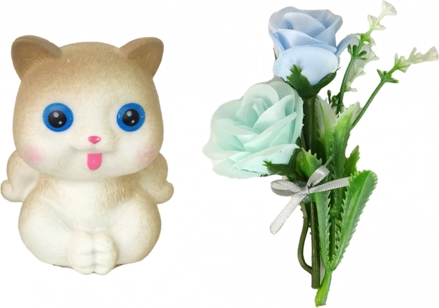 Set met katje en bloemen