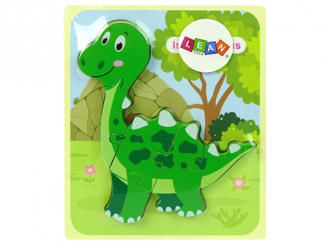 Houten puzzel Dinosaurussen Isanosaurus Tyrannosaurus Groen