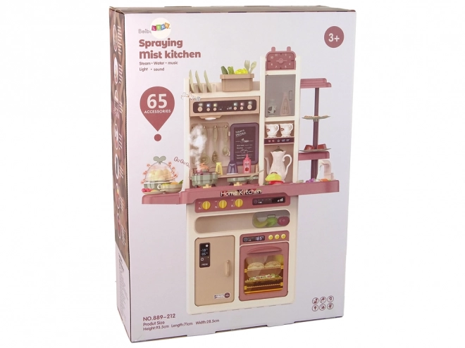 Kinderkeukentje met water, stoom en geluiden - 65 accessoires