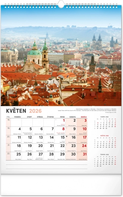 Muurkalender Praag 2026