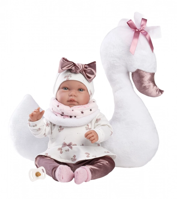 Llorens 84456 NEW BORN - realistische babypop met geluiden en zacht stoffen lichaam - 44 cm