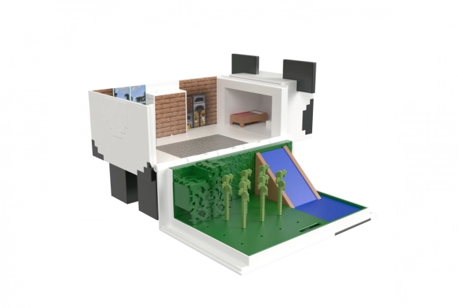 Set figuren Minecraft speelhuis met panda + 2 figuren
