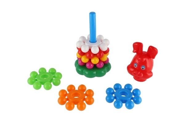 Stapelbare piramide met ringen van plastic 26cm in net 12m+