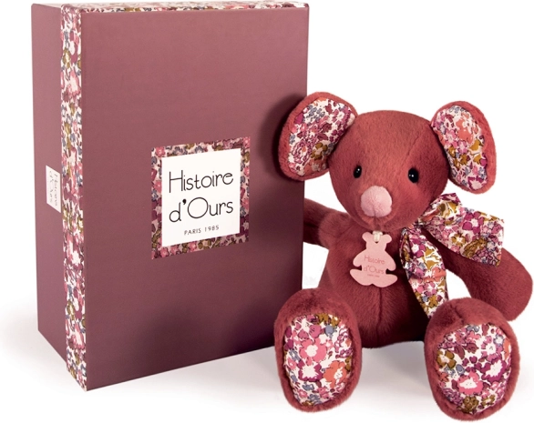 Pluchen muis donkerroze 25 cm – Doudou Histoire d’Ours