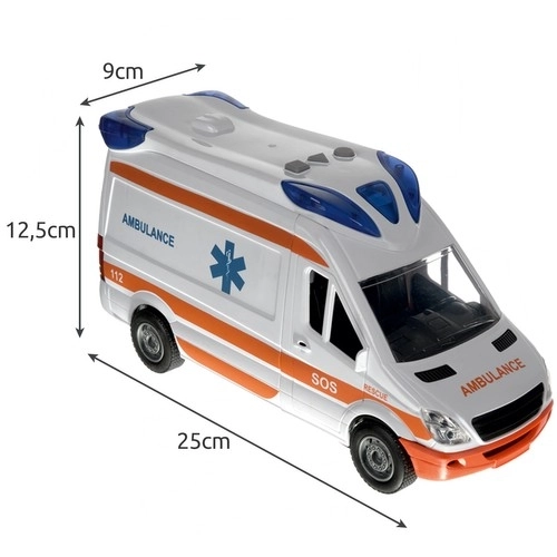 Kinderambulance met brancard en lichtsignalen