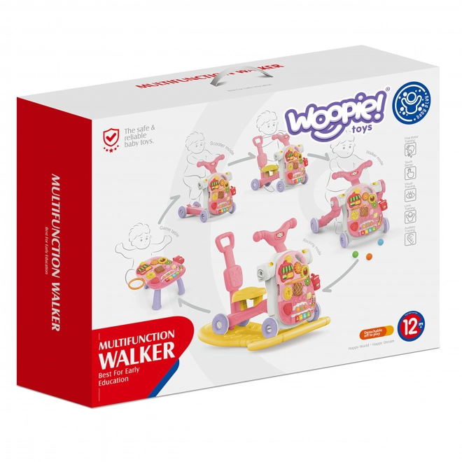 Multifunctionele loopwagen 5-in-1 roze voor kinderen