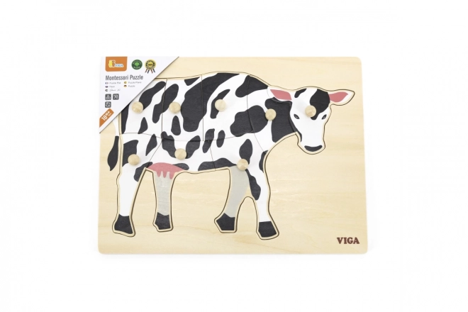 Houten Montessori inlegpuzzel - koe
