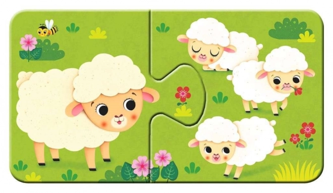 RAVENSBURGER Mijn eerste puzzel – dieren en hun jongen, 9×2 stukjes
