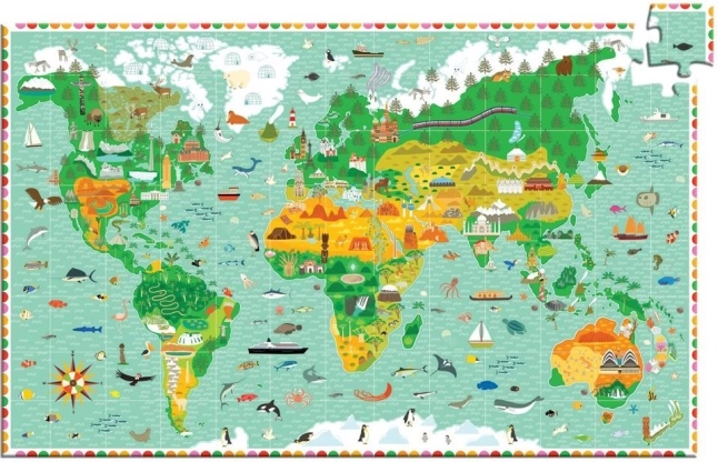 DJECO Observatiepuzzel: rond de wereld 200 stukjes